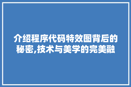 介绍程序代码特效图背后的秘密,技术与美学的完美融合