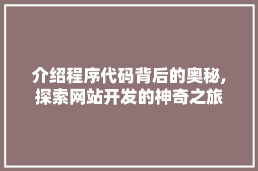 介绍程序代码背后的奥秘,探索网站开发的神奇之旅