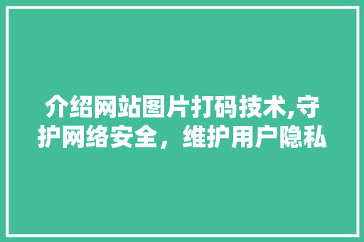 介绍网站图片打码技术,守护网络安全，维护用户隐私