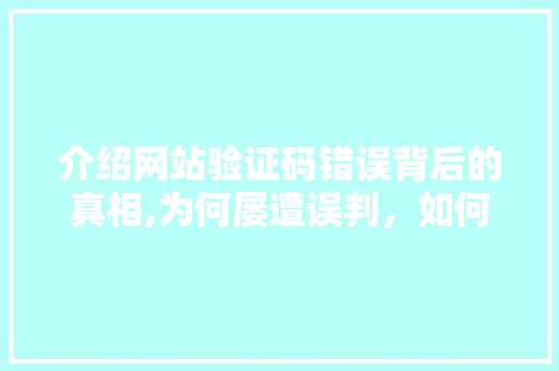 介绍网站验证码错误背后的真相,为何屡遭误判，如何应对