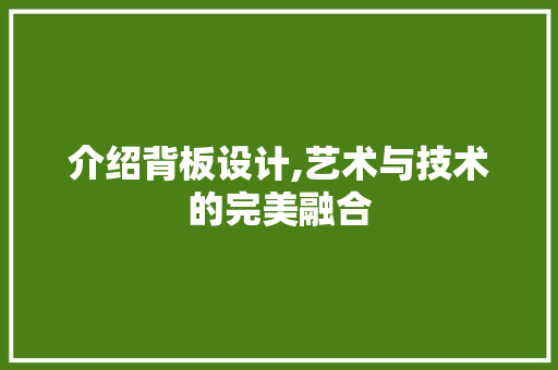 介绍背板设计,艺术与技术的完美融合