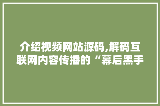 介绍视频网站源码,解码互联网内容传播的“幕后黑手”