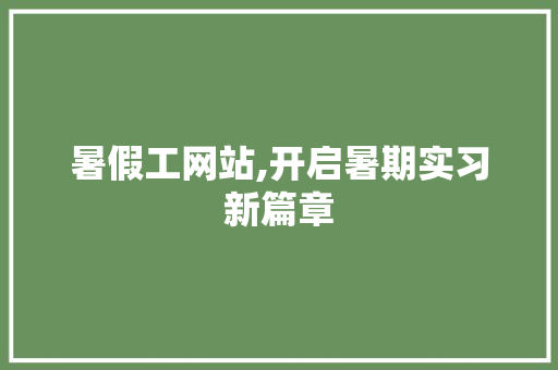 暑假工网站,开启暑期实习新篇章