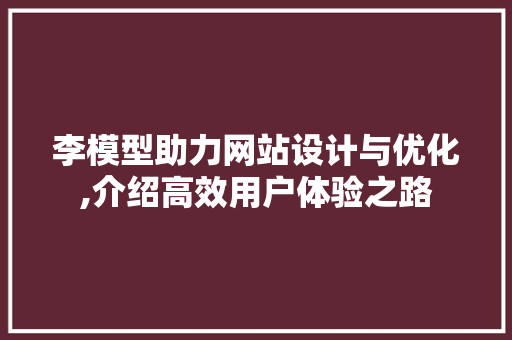 李模型助力网站设计与优化,介绍高效用户体验之路