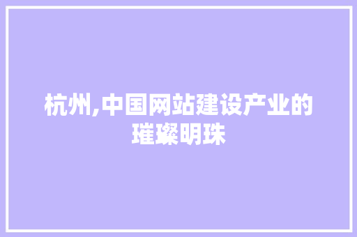 杭州,中国网站建设产业的璀璨明珠