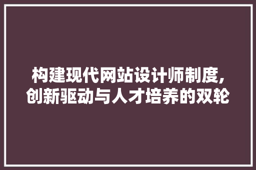 构建现代网站设计师制度,创新驱动与人才培养的双轮驱动步骤