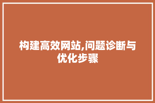 构建高效网站,问题诊断与优化步骤