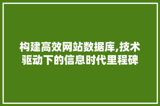 构建高效网站数据库,技术驱动下的信息时代里程碑