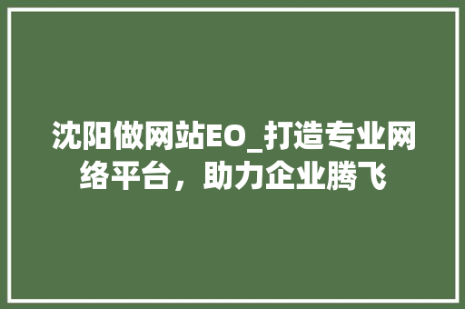 沈阳做网站EO_打造专业网络平台，助力企业腾飞