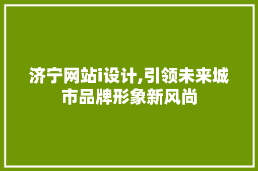 济宁网站i设计,引领未来城市品牌形象新风尚