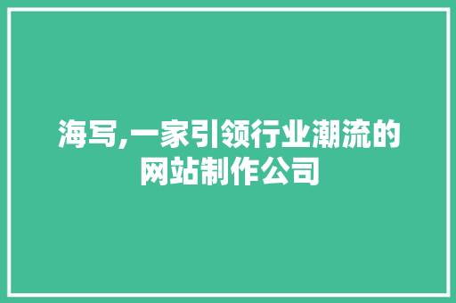 海写,一家引领行业潮流的网站制作公司