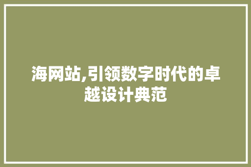 海网站,引领数字时代的卓越设计典范