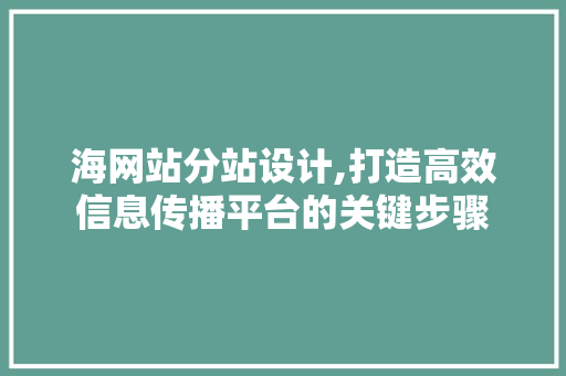 海网站分站设计,打造高效信息传播平台的关键步骤