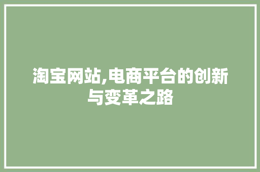 淘宝网站,电商平台的创新与变革之路