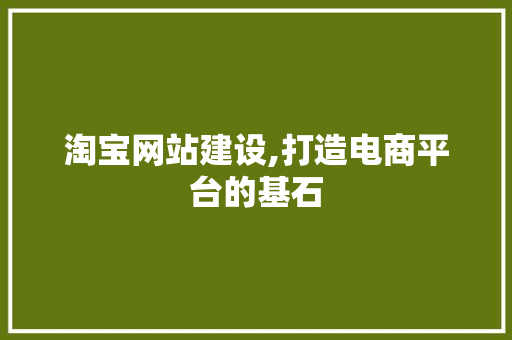 淘宝网站建设,打造电商平台的基石