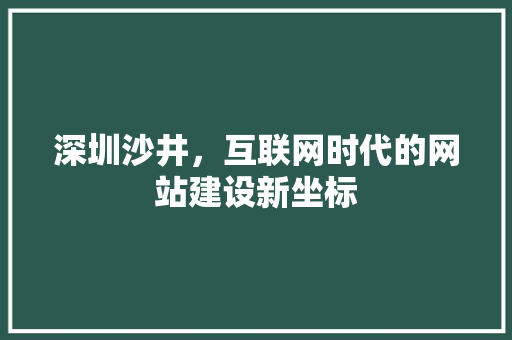 深圳沙井，互联网时代的网站建设新坐标