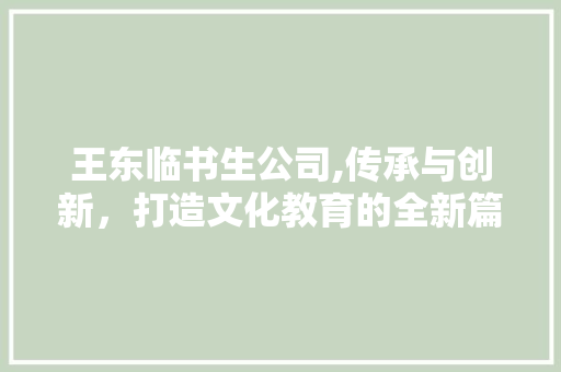 王东临书生公司,传承与创新，打造文化教育的全新篇章