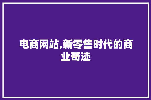 电商网站,新零售时代的商业奇迹