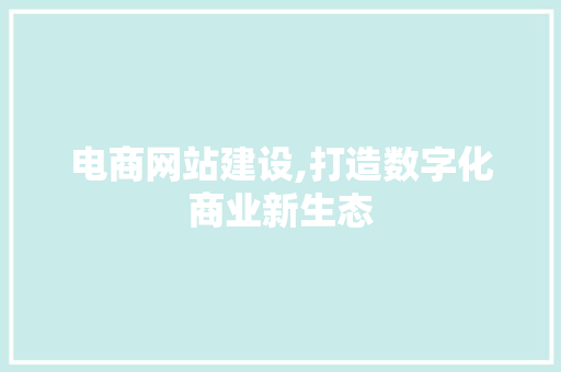 电商网站建设,打造数字化商业新生态