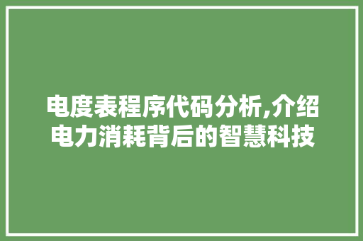 电度表程序代码分析,介绍电力消耗背后的智慧科技