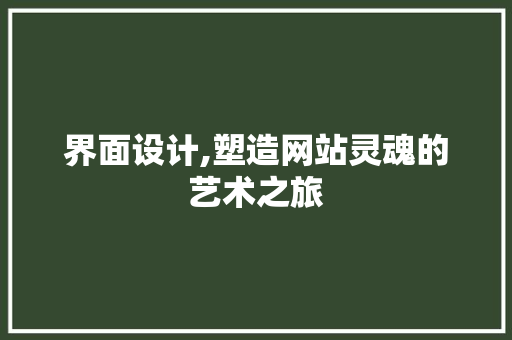 界面设计,塑造网站灵魂的艺术之旅