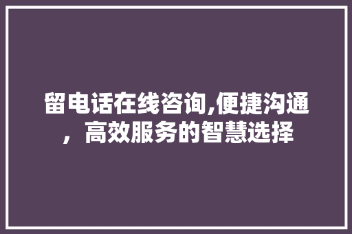 留电话在线咨询,便捷沟通，高效服务的智慧选择