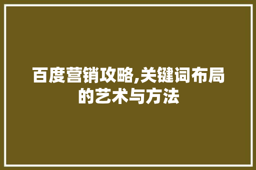 百度营销攻略,关键词布局的艺术与方法