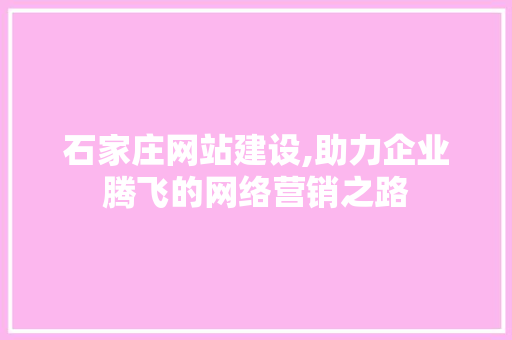 石家庄网站建设,助力企业腾飞的网络营销之路