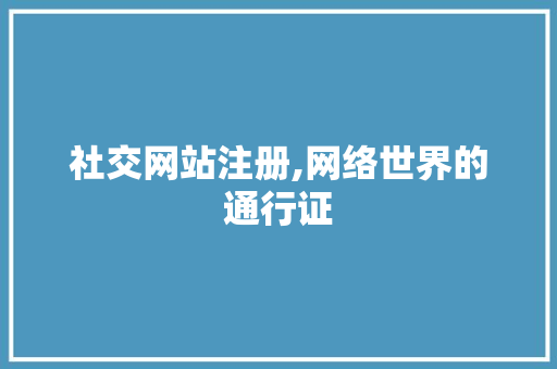 社交网站注册,网络世界的通行证