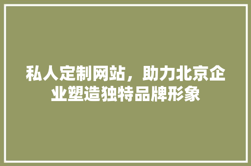 私人定制网站，助力北京企业塑造独特品牌形象