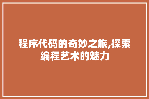 程序代码的奇妙之旅,探索编程艺术的魅力