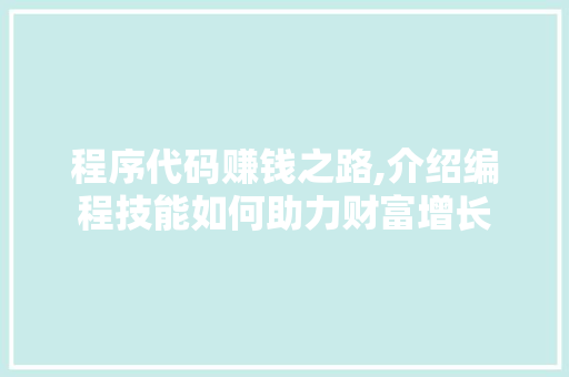 程序代码赚钱之路,介绍编程技能如何助力财富增长