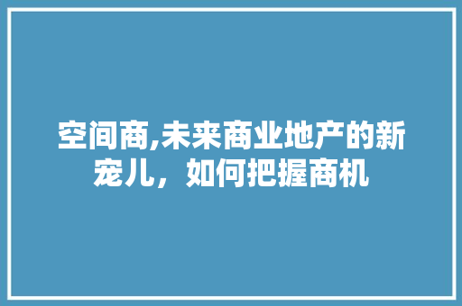 空间商,未来商业地产的新宠儿，如何把握商机