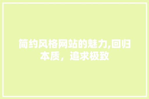 简约风格网站的魅力,回归本质，追求极致