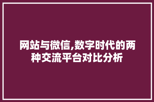 网站与微信,数字时代的两种交流平台对比分析