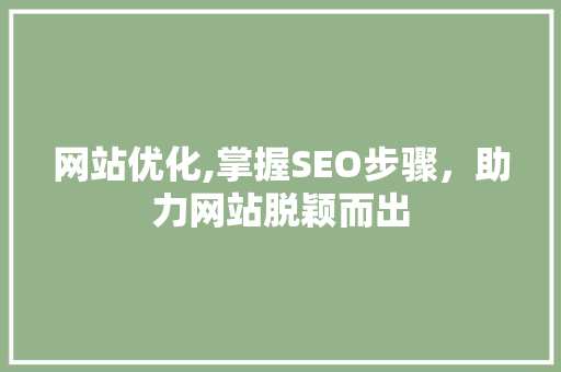 网站优化,掌握SEO步骤，助力网站脱颖而出