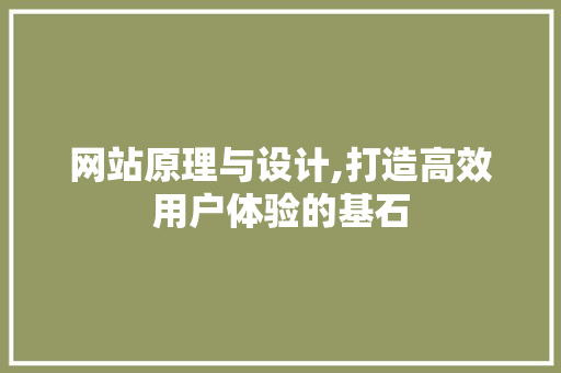 网站原理与设计,打造高效用户体验的基石