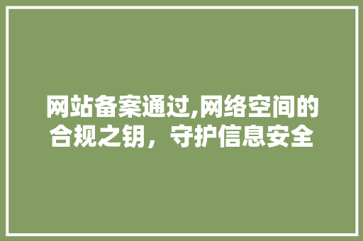 网站备案通过,网络空间的合规之钥，守护信息安全