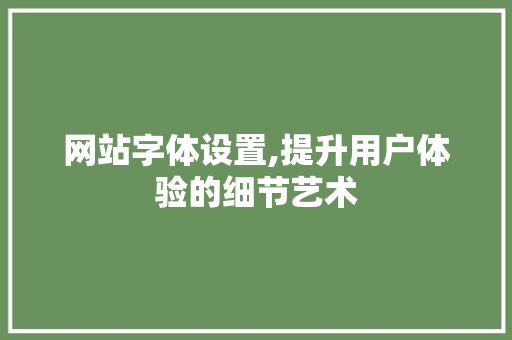 网站字体设置,提升用户体验的细节艺术