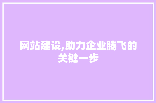 网站建设,助力企业腾飞的关键一步