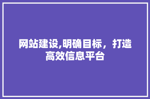 网站建设,明确目标，打造高效信息平台