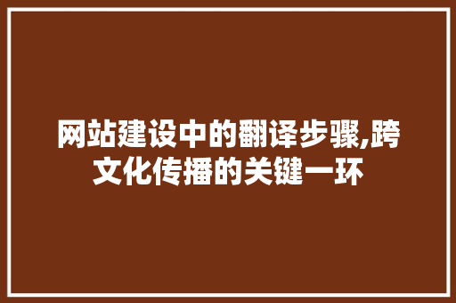 网站建设中的翻译步骤,跨文化传播的关键一环