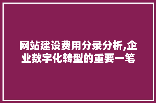 网站建设费用分录分析,企业数字化转型的重要一笔