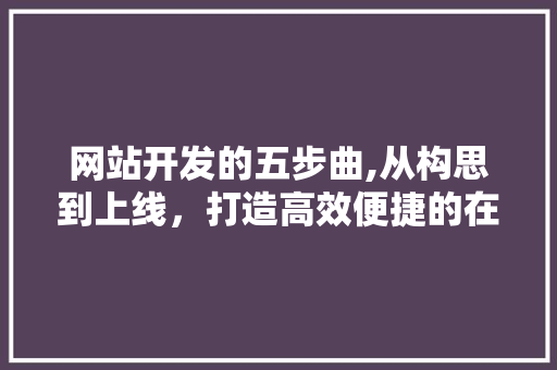 网站开发的五步曲,从构思到上线，打造高效便捷的在线平台