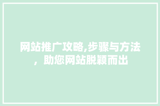 网站推广攻略,步骤与方法，助您网站脱颖而出