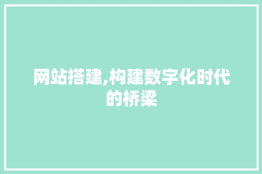 网站搭建,构建数字化时代的桥梁