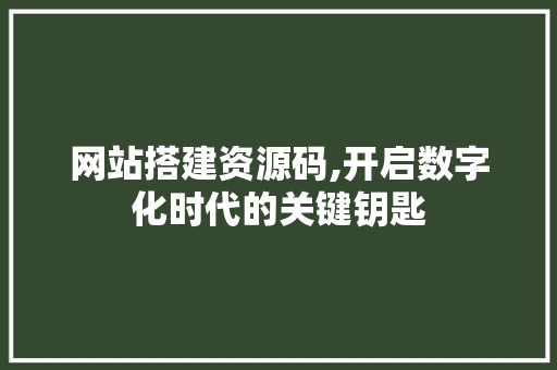 网站搭建资源码,开启数字化时代的关键钥匙