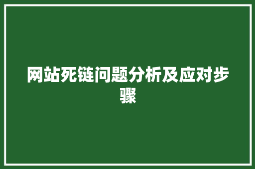 网站死链问题分析及应对步骤