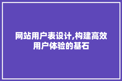 网站用户表设计,构建高效用户体验的基石