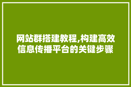 网站群搭建教程,构建高效信息传播平台的关键步骤